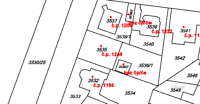 Modřany 1246, Praha na parcele st. 3535 v KÚ Modřany, Katastrální mapa