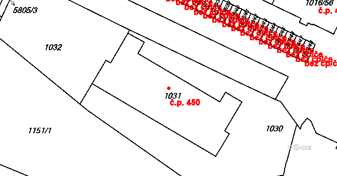 Liberec V-Kristiánov 450, Liberec na parcele st. 1031 v KÚ Liberec, Katastrální mapa
