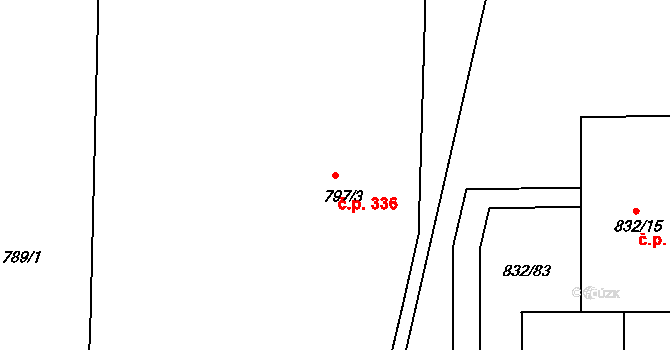 Děčín XXXII-Boletice nad Labem 336, Děčín na parcele st. 797/3 v KÚ Boletice nad Labem, Katastrální mapa