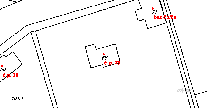 Hemže 33, Choceň na parcele st. 68 v KÚ Hemže, Katastrální mapa