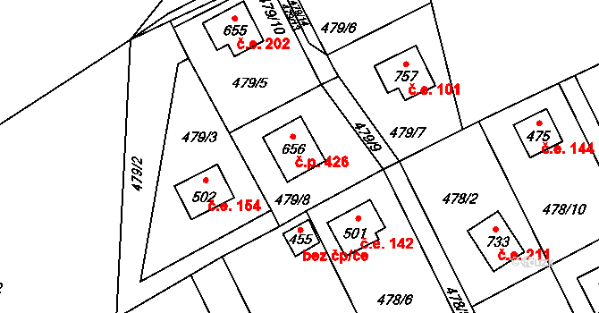 Lučina 426 na parcele st. 656 v KÚ Lučina, Katastrální mapa