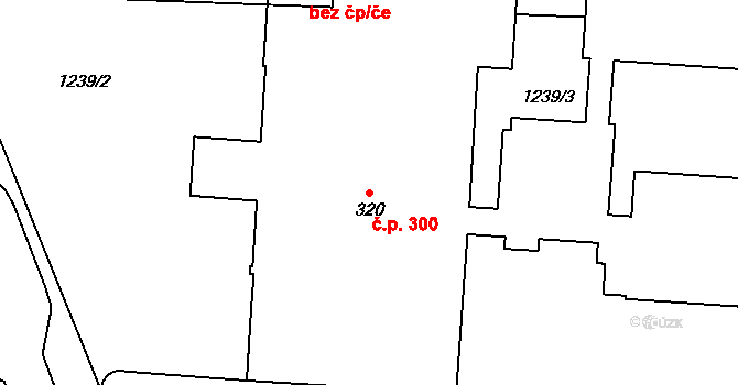 Bystřice 300 na parcele st. 320 v KÚ Bystřice u Benešova, Katastrální mapa