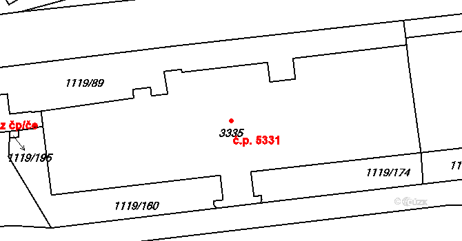 Zlín 5331 na parcele st. 3335 v KÚ Zlín, Katastrální mapa