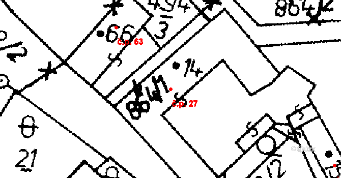 Heřmaň 27 na parcele st. 14 v KÚ Heřmaň, Katastrální mapa