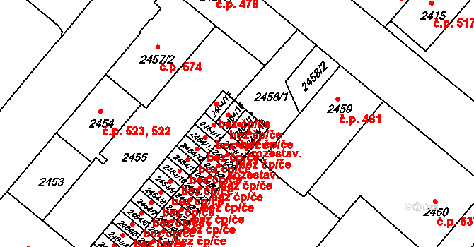 Kutná Hora 38251469 na parcele st. 2464/17 v KÚ Kutná Hora, Katastrální mapa