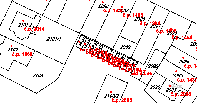 Teplice 39136469 na parcele st. 2100/12 v KÚ Teplice, Katastrální mapa