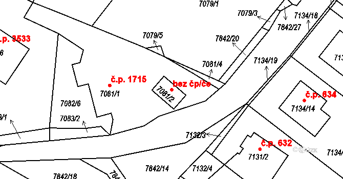 Mělník 39379469 na parcele st. 7081/2 v KÚ Mělník, Katastrální mapa