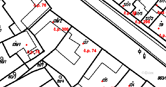 Račice 74, Račice-Pístovice na parcele st. 137 v KÚ Račice, Katastrální mapa