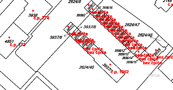 Kolín 41959469 na parcele st. 3937/2 v KÚ Kolín, Katastrální mapa