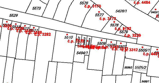 Brno 45558469 na parcele st. 5494/2 v KÚ Židenice, Katastrální mapa