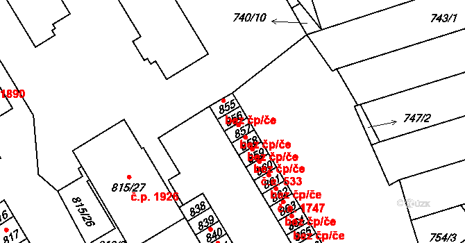 Brno 45593469 na parcele st. 856 v KÚ Řečkovice, Katastrální mapa