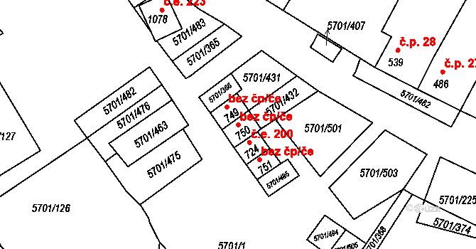 Hrádek 47479469 na parcele st. 750 v KÚ Hrádek u Znojma, Katastrální mapa
