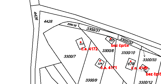 Boršov 4172, Moravská Třebová na parcele st. 522 v KÚ Boršov u Moravské Třebové, Katastrální mapa