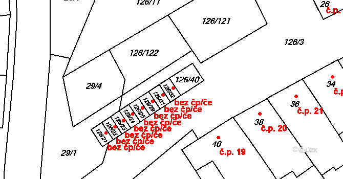 Branišovice 48428469 na parcele st. 126/32 v KÚ Branišovice, Katastrální mapa