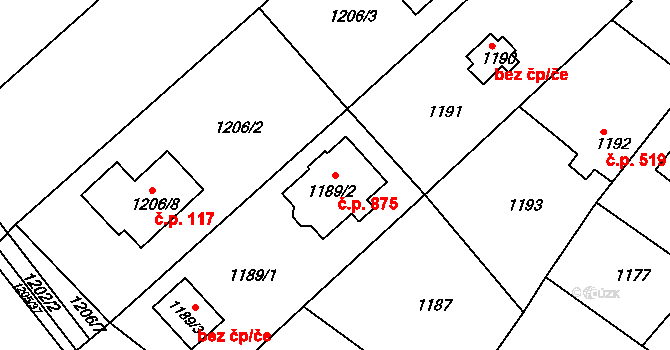 Česká Skalice 875 na parcele st. 1189/2 v KÚ Česká Skalice, Katastrální mapa