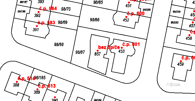 Bašť 54219469 na parcele st. 857 v KÚ Bašť, Katastrální mapa