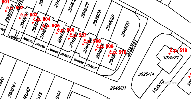 Choceňské Předměstí 509, Vysoké Mýto na parcele st. 2946/95 v KÚ Vysoké Mýto, Katastrální mapa
