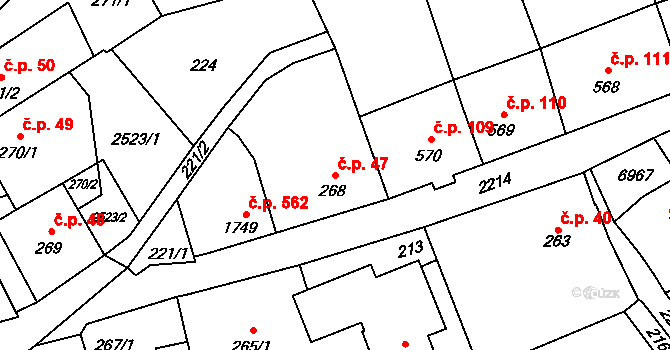 Beroun-Závodí 47, Beroun na parcele st. 268 v KÚ Beroun, Katastrální mapa