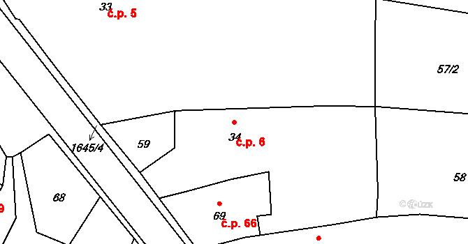 Černíkov 6 na parcele st. 34 v KÚ Černíkov, Katastrální mapa