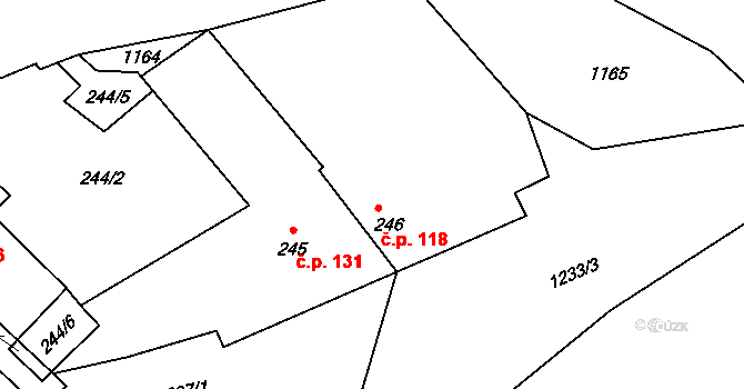 Meclov 118 na parcele st. 246 v KÚ Meclov, Katastrální mapa