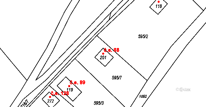 Předenice 88 na parcele st. 201 v KÚ Předenice, Katastrální mapa