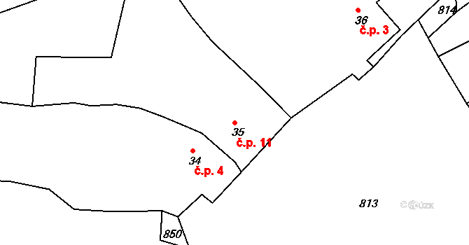 Rájov 11, Pňovany na parcele st. 35 v KÚ Dolany u Stříbra, Katastrální mapa