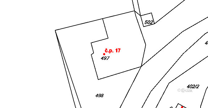 Václavice 17, Provodov-Šonov na parcele st. 497 v KÚ Provodov, Katastrální mapa