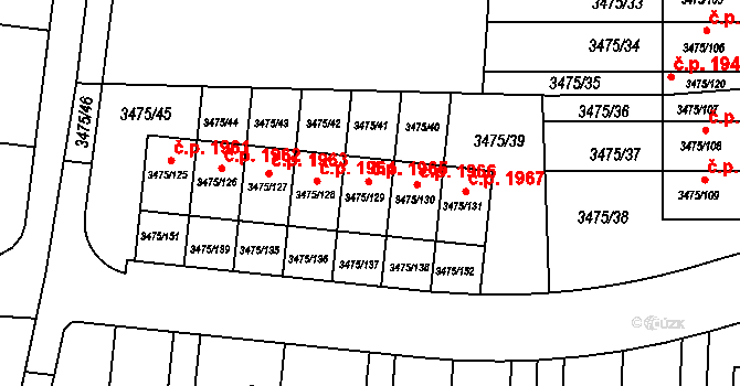 Úvaly 1965 na parcele st. 3475/129 v KÚ Úvaly u Prahy, Katastrální mapa