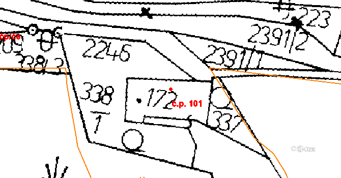 Merboltice 101 na parcele st. 172 v KÚ Merboltice, Katastrální mapa