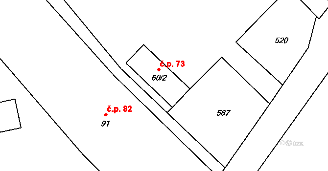 Petřvald 2-Petřvaldík 73, Petřvald na parcele st. 60/2 v KÚ Petřvaldík, Katastrální mapa