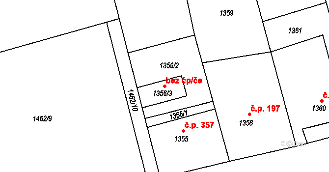 Bohumín 87789469 na parcele st. 1356/3 v KÚ Záblatí u Bohumína, Katastrální mapa