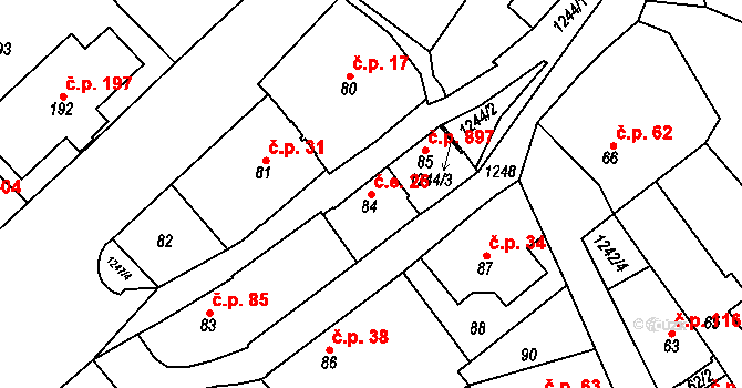Nebušice 26, Praha na parcele st. 84 v KÚ Nebušice, Katastrální mapa