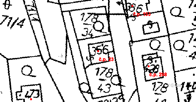 Havlíčkova Borová 23 na parcele st. 356 v KÚ Havlíčkova Borová, Katastrální mapa