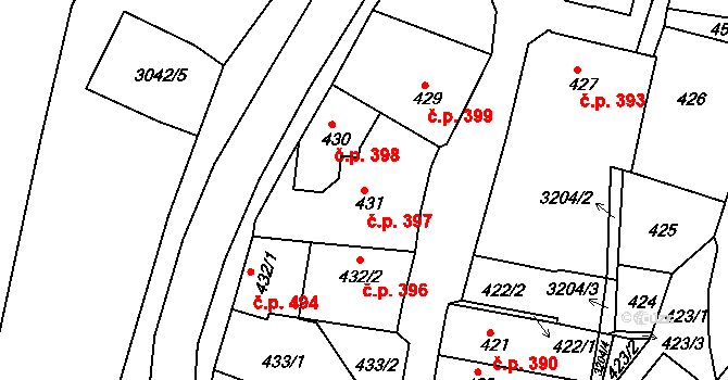 Rychnov nad Kněžnou 397 na parcele st. 431 v KÚ Rychnov nad Kněžnou, Katastrální mapa