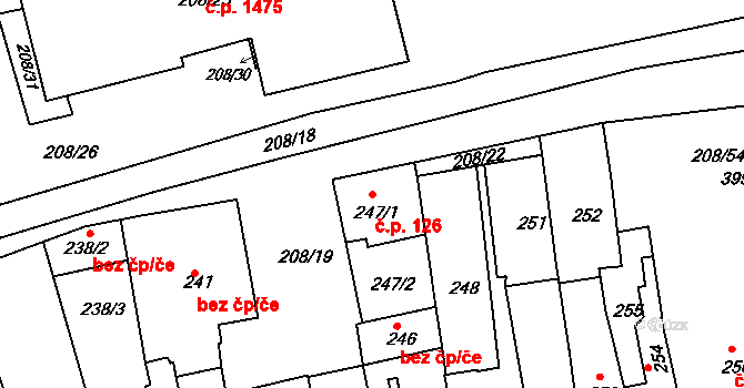 Holešov 126 na parcele st. 247/1 v KÚ Holešov, Katastrální mapa