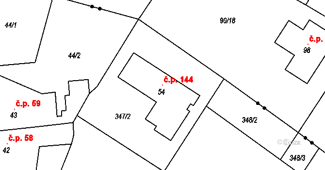 Rumberk 144, Deštná na parcele st. 54 v KÚ Rumberk, Katastrální mapa