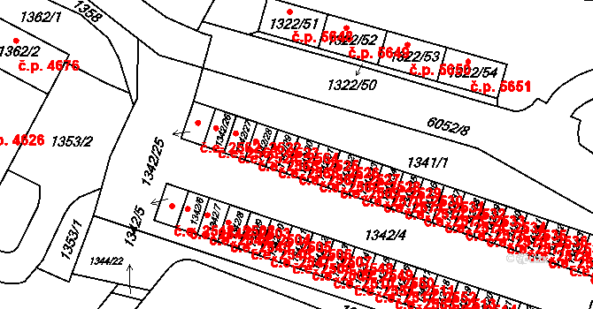Jihlava 2527,2567 na parcele st. 1342/30 v KÚ Jihlava, Katastrální mapa
