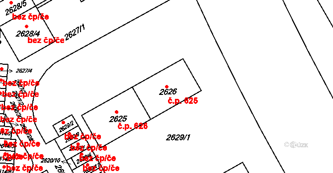 Lyžbice 625, Třinec na parcele st. 2626 v KÚ Lyžbice, Katastrální mapa