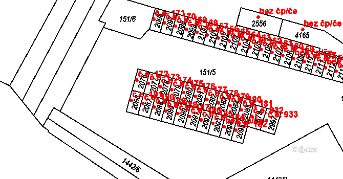 Kyjov 175 na parcele st. 2079 v KÚ Kyjov, Katastrální mapa