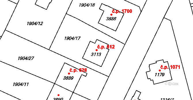 Šumperk 612 na parcele st. 3113 v KÚ Šumperk, Katastrální mapa