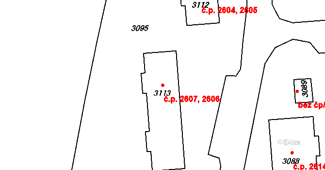 Kročehlavy 2606,2607, Kladno na parcele st. 3113 v KÚ Kročehlavy, Katastrální mapa