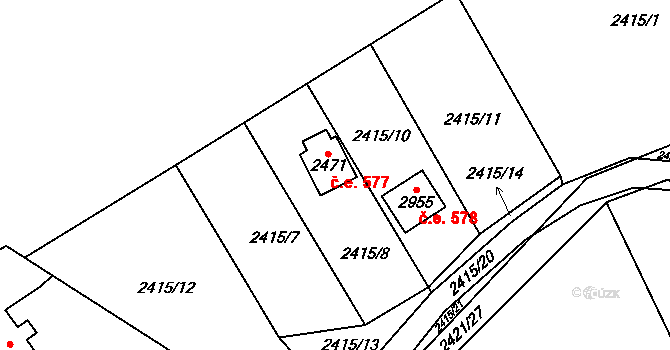 Ostravice 577 na parcele st. 2471 v KÚ Ostravice 1, Katastrální mapa