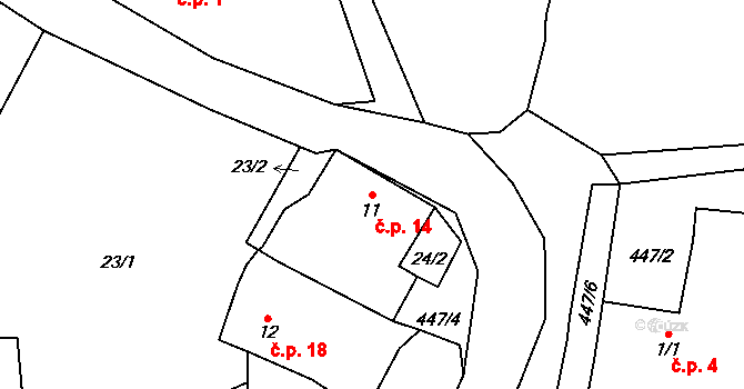 Želejov 14, Borek na parcele st. 11 v KÚ Želejov, Katastrální mapa