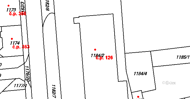Podmoklice 126, Semily na parcele st. 1184/2 v KÚ Semily, Katastrální mapa