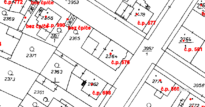 Poděbrady III 576, Poděbrady na parcele st. 2364 v KÚ Poděbrady, Katastrální mapa