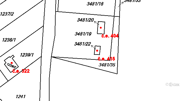 Bosonohy 415, Brno na parcele st. 3481/22 v KÚ Bosonohy, Katastrální mapa