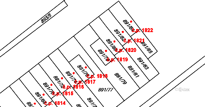 Krč 1819, Praha na parcele st. 891/78 v KÚ Krč, Katastrální mapa