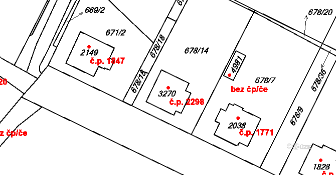 Dvůr Králové nad Labem 2298 na parcele st. 3270 v KÚ Dvůr Králové nad Labem, Katastrální mapa