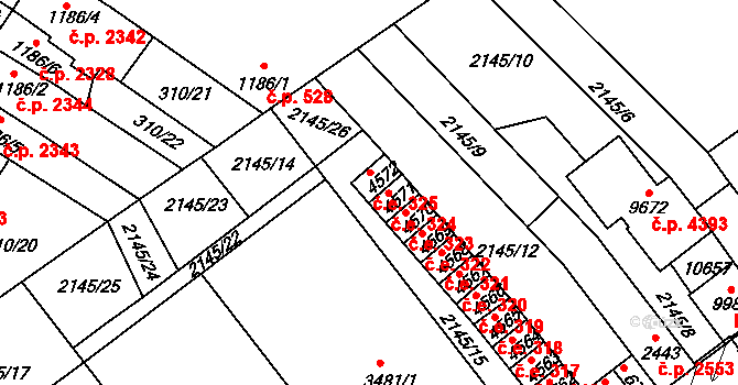 Hodonín 325 na parcele st. 4572 v KÚ Hodonín, Katastrální mapa
