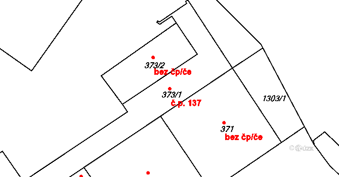 Božkov 137, Plzeň na parcele st. 373/1 v KÚ Božkov, Katastrální mapa